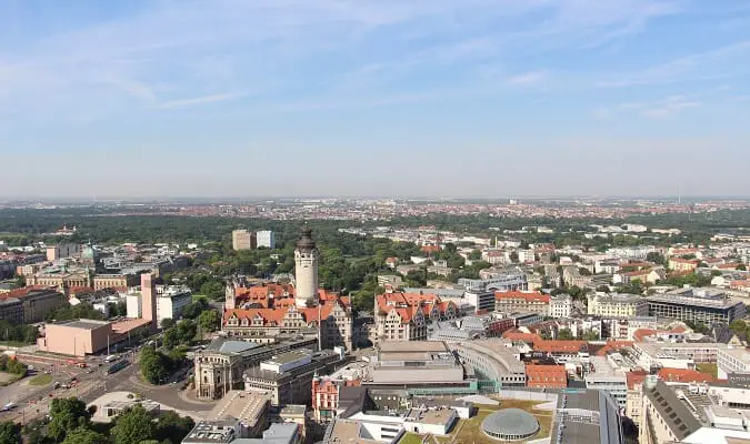 Vista de Leipzig a partir do edifício City-Hochhaus