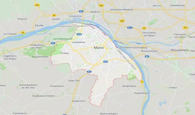 Mapa Mainz Atrações