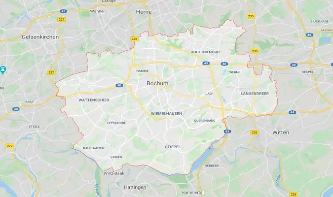 Mapa Bochum Atrações