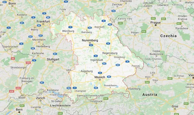 Mapa da Baviera