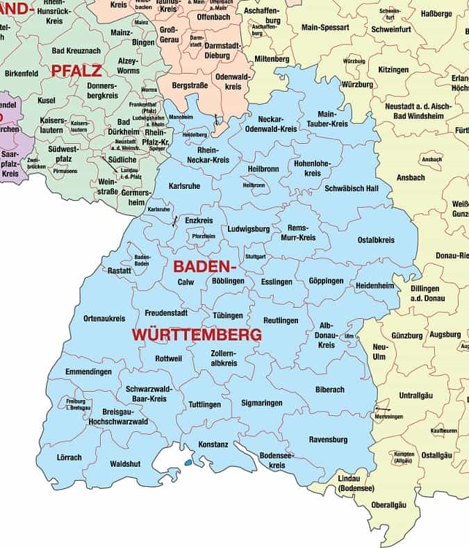 Mapa Baden Württemberg
