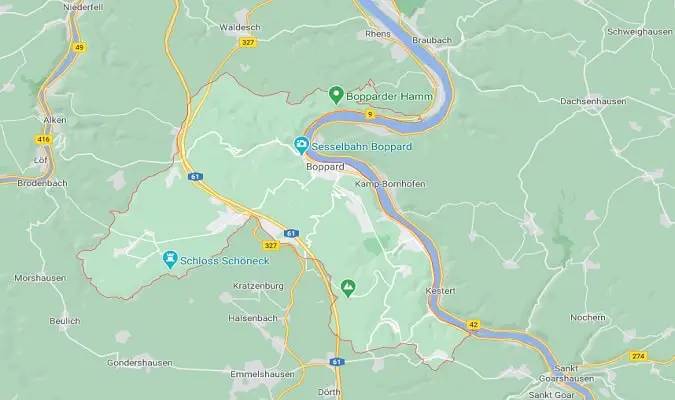 Mapa Boppard Atrações