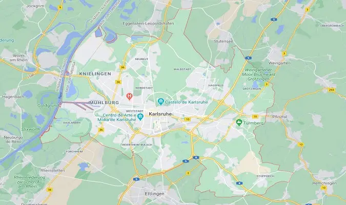 Mapa Karlsruhe Atrações